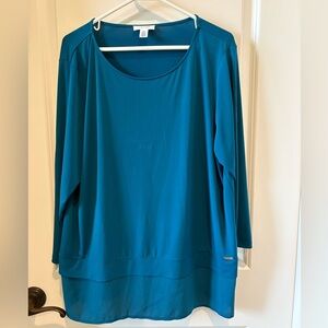 Calvin Klein Teal Scoop-Neck Long-Sleeve Tunic